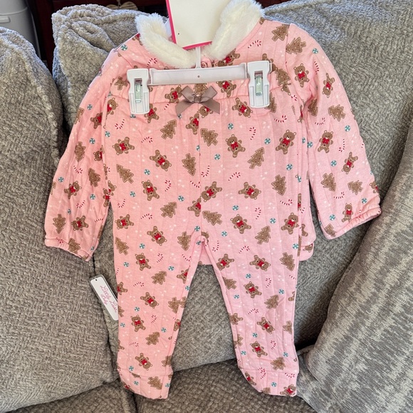 Little Lass Pink Teddy Bear Gingerbread Sweatshirt Set 24 Months - Picture 6 of 9